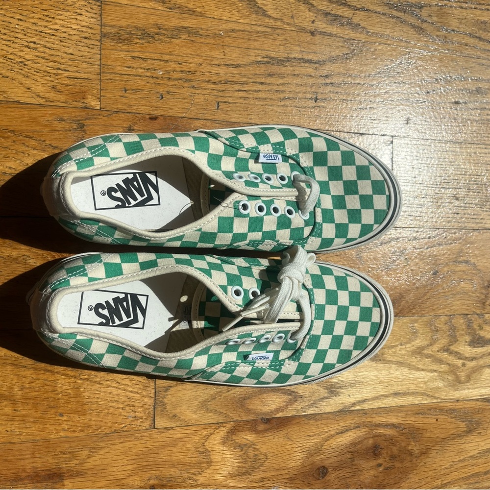 Vans Green and White Checkered Sneakers